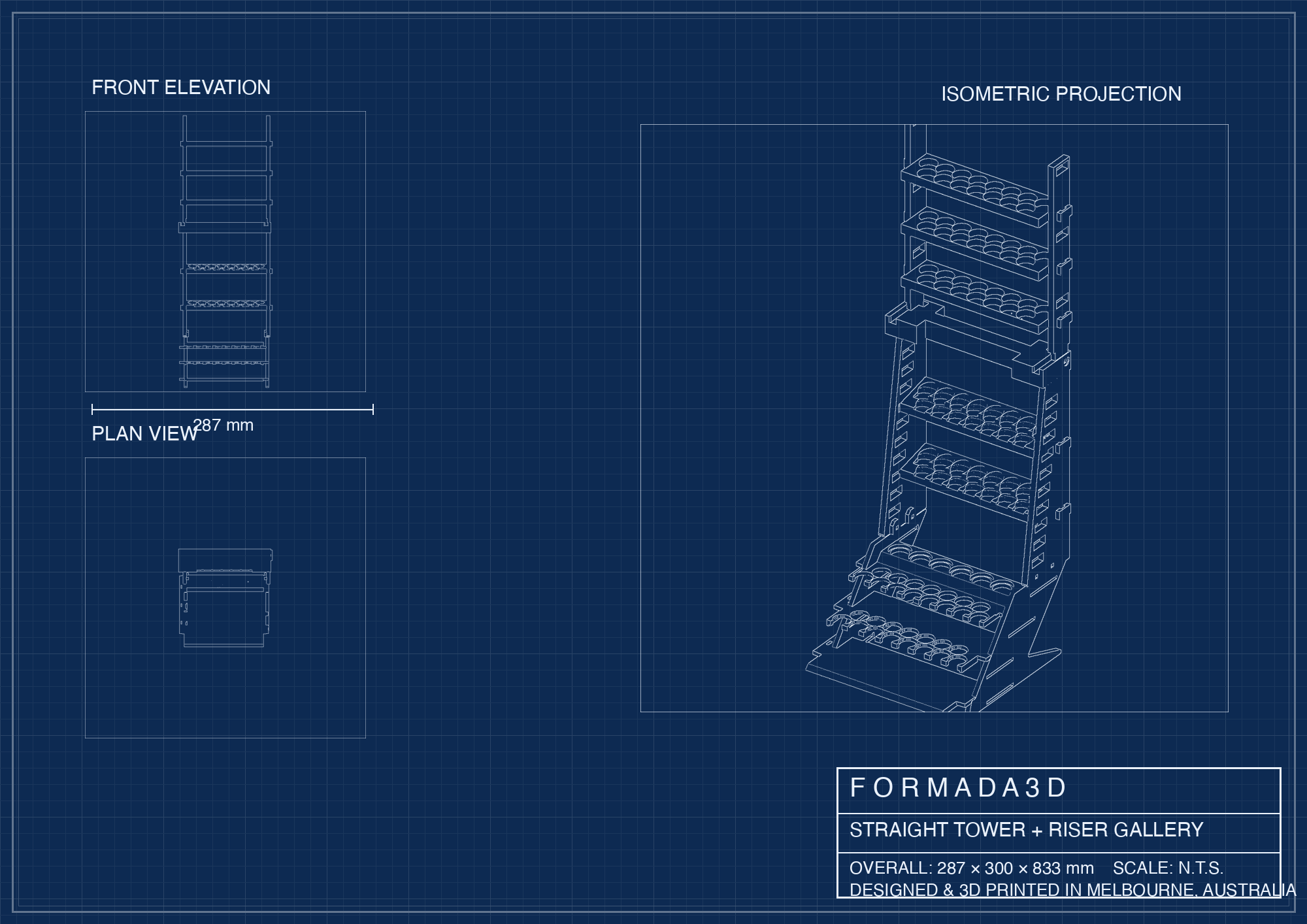 Blueprint: paint tower with riser gallery, 833 mm tall