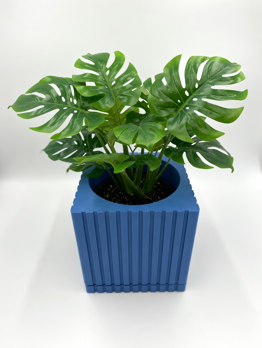 Wall Planter Box with Monstera - Marine Blue