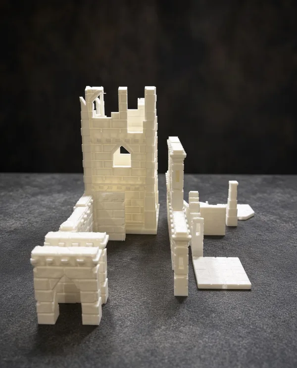 Gothic Ruins test print, arch gate on a gaming table